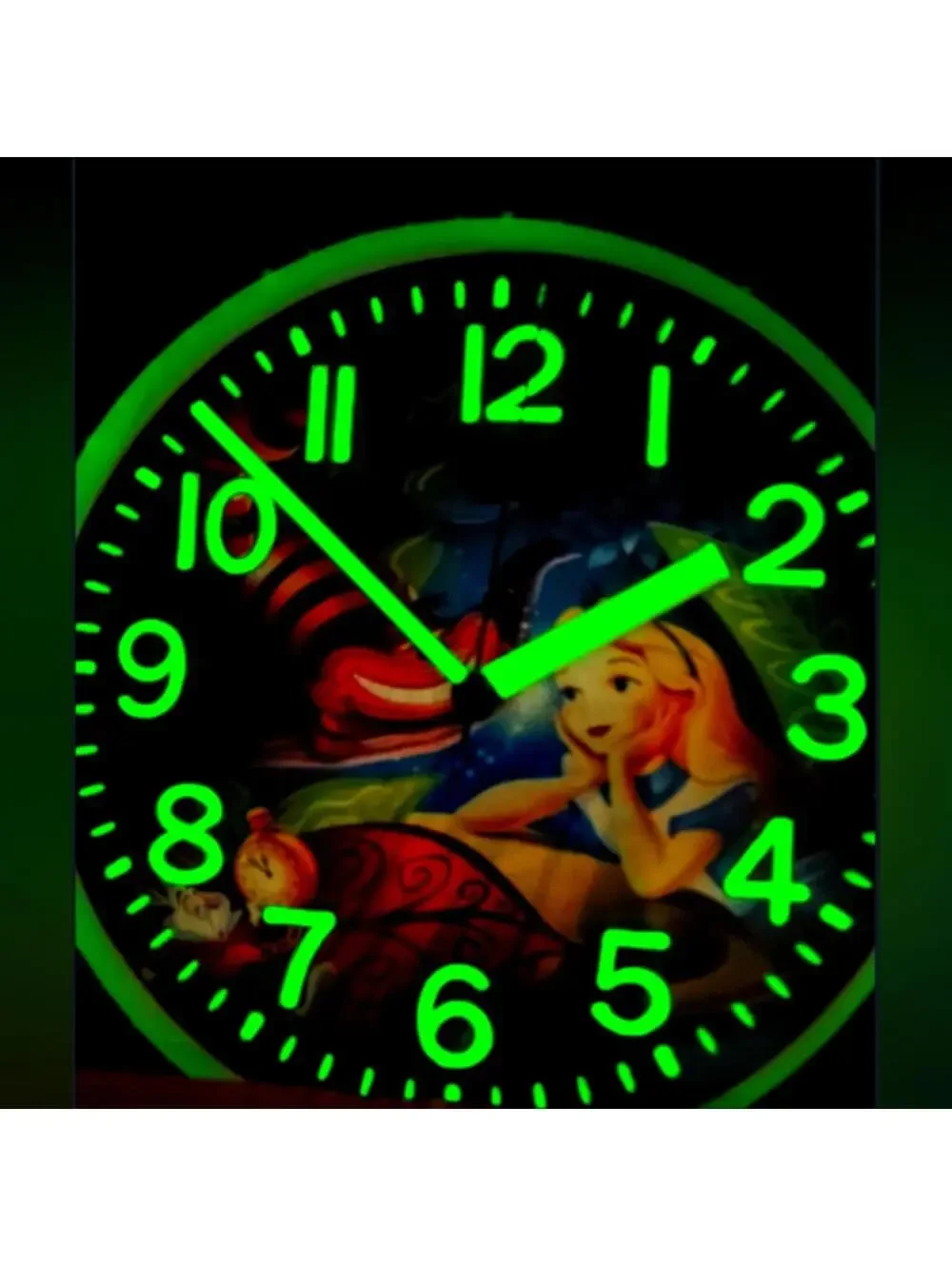 Alice In Wonderful Glow in The Dark Wall Clock New in the Box
